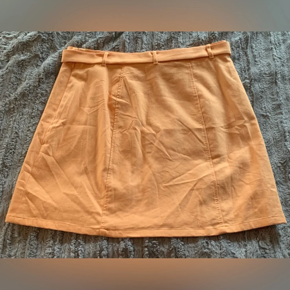 Loft Belted Cotton Linen Skirt in Orange Creamsicle Color, size 10 NWT